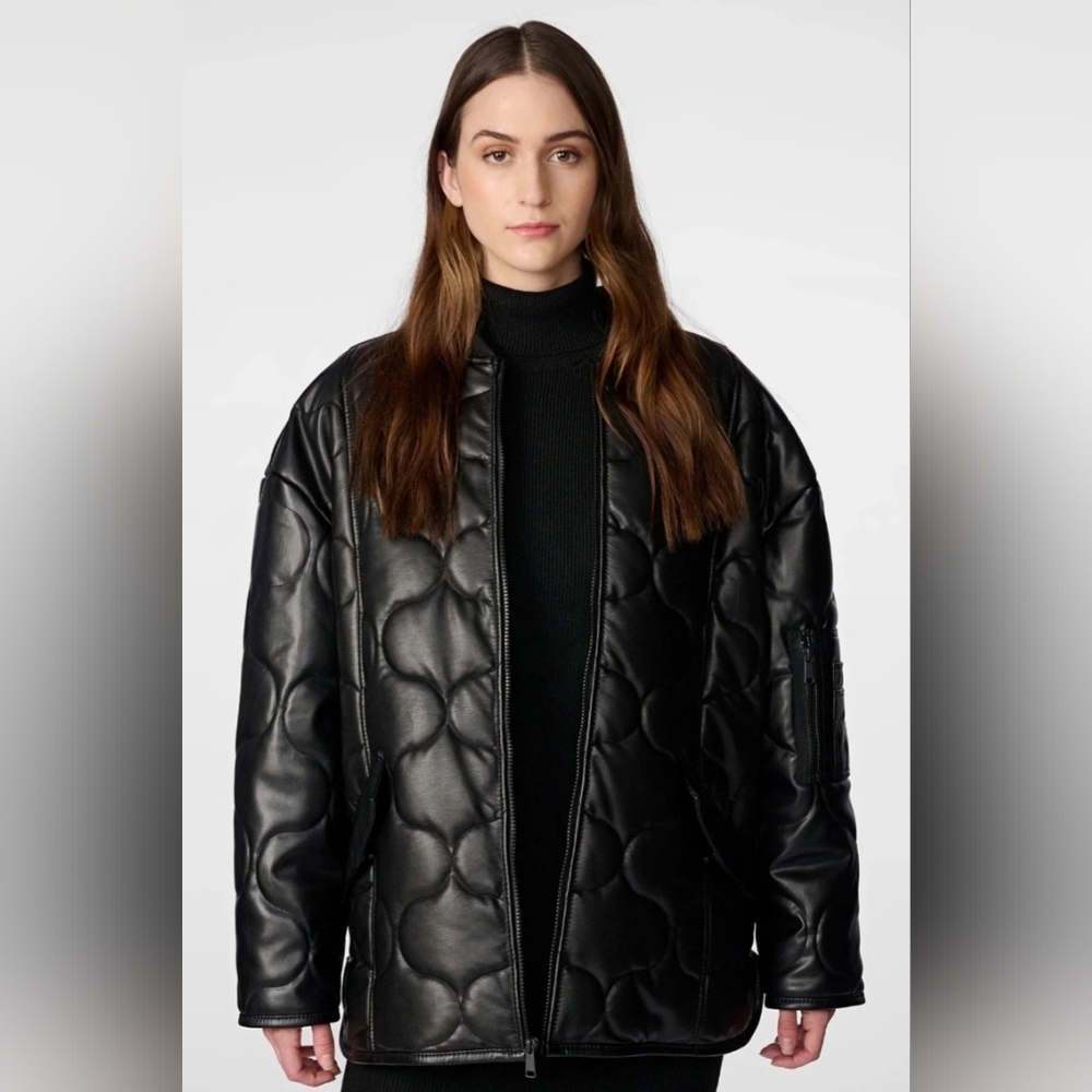 Wilsons Leather G III Apparel Group Faux Leather Oversized Quilted Jacket Small